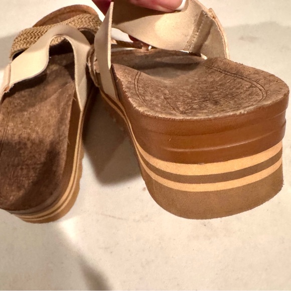 Reef Cushion Vista Hi Braided Strap Platform Leather Slides Cream Size 7 - Picture 7 of 8